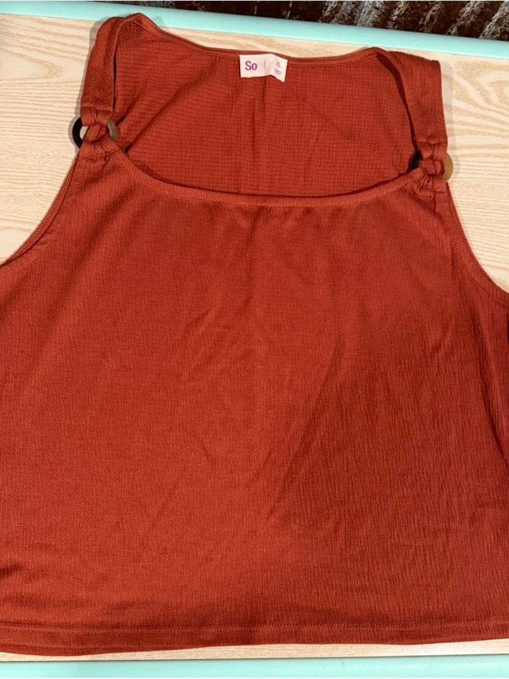SO Rust-Orange Ribbed Tank Top - Picture 4 of 5